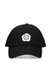 Kenzo Black Cap With Floral Logo In Black