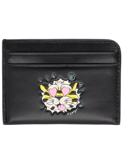 Kenzo Card Holder " Wild Tiger" In Black