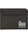 Kenzo Tiger-logo Leather Cardholder In Black
