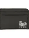 Kenzo Tiger-logo Leather Cardholder In Black
