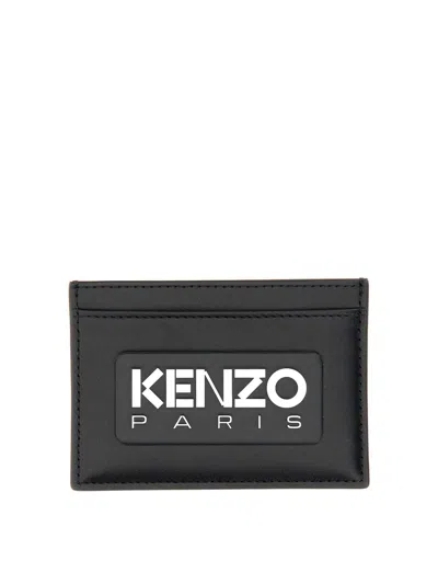 Kenzo Logo-embossed Leather Wallet In Black