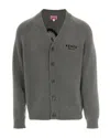 Kenzo Flower-embroidered Cardigan In Gray