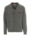 Kenzo Flower-embroidered Cardigan In Gray