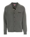 Kenzo Flower-embroidered Cardigan In Gray