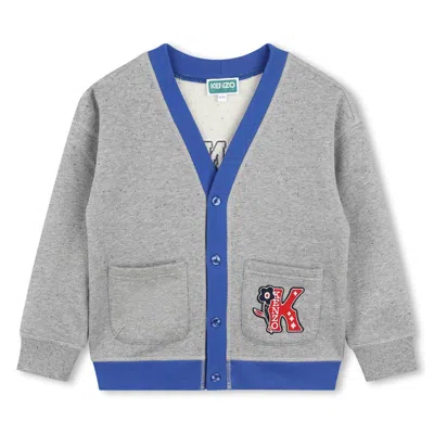 Kenzo Kids' Grey Cardigan For Boy With K Flower Logo
