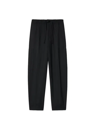 Kenzo Cotton & Linen Cargo Jogging Pants In Black