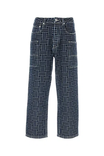Kenzo Logo-print Cotton Jeans In Blue