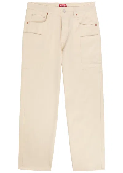 Kenzo Cargo Monkey Straight-leg Jeans In White