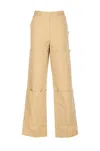 Kenzo Cargo Style Wide Leg Trousers With Pockets In Beige