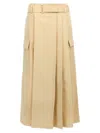 Kenzo Utility Skirt With Belted Waist And Cargo Pockets In Neutral