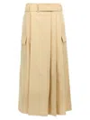 Kenzo Utility Skirt With Belted Waist And Cargo Pockets In Beige