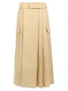 Kenzo Utility Skirt With Belted Waist And Cargo Pockets In Beige
