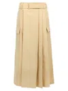 Kenzo Utility Skirt With Belted Waist And Cargo Pockets In Beige
