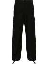 Kenzo Cargo Trousers In Cotton Ripstop Texture In Black  