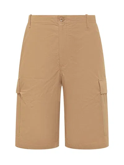 Kenzo Cargo Workwear Shorts With Logo In Beige