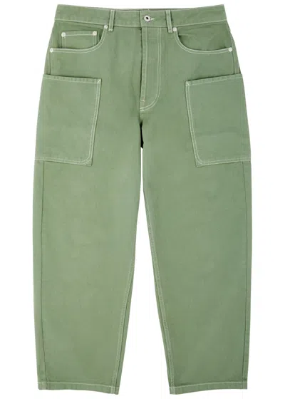 Kenzo Carpenter Straight-leg Cargo Jeans In Green