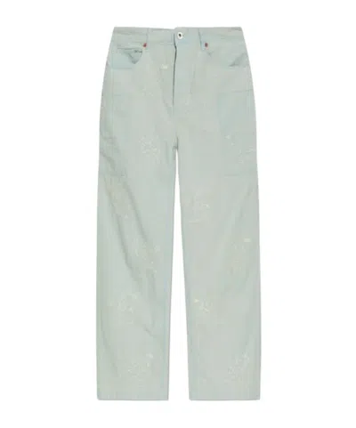 Kenzo Cartoon Cargo Monkey Fit Jeans In Green
