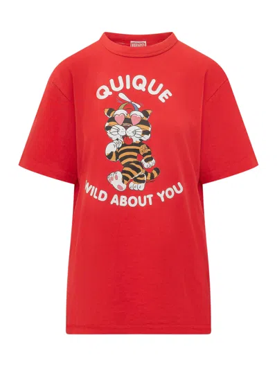 Kenzo Cartoon Graphic T-shirt In Red