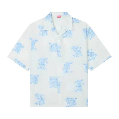 Pre-owned Kenzo Cartoon Hawaiian Short-sleeve Shirt 'white' | Men's Size L