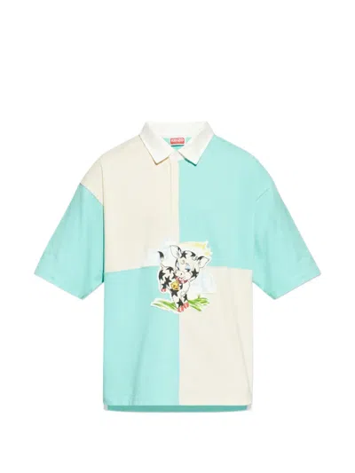 Kenzo Cartoon Polo Shirt In Blue