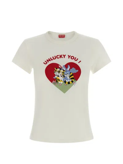 Kenzo Cartoon Print T-shirt In Neutral