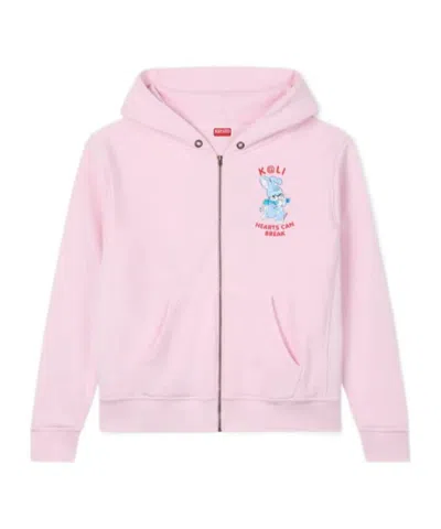 Kenzo Cartoon Zip-up Hoodie In Pink