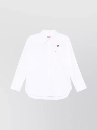 Kenzo Casual Shirt Embroidered Detail In White