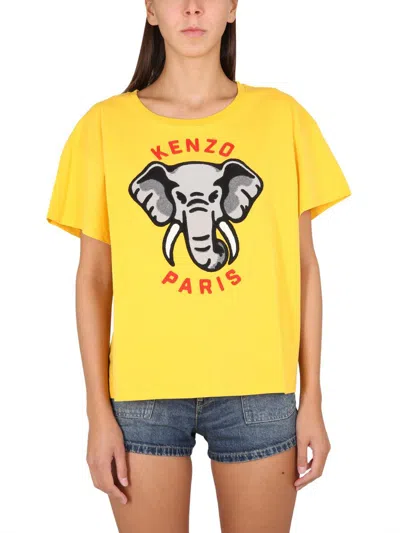 Kenzo Casual T-shirt Éléphant In Yellow