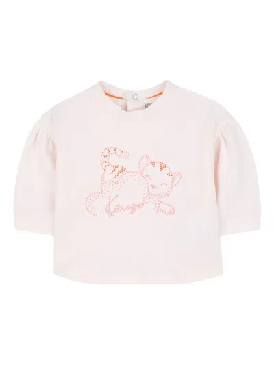 Kenzo Babies' Cat-print Two-piece Set In Pink
