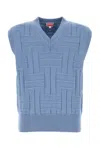 Kenzo Cotton Vest With Ribbed Hem And Textured Pattern