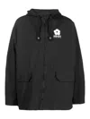 Kenzo Zip-up Hooded Jacket With Logo In Negro