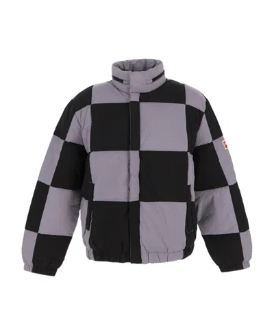 Kenzo Check Print Padded Jacket In Black