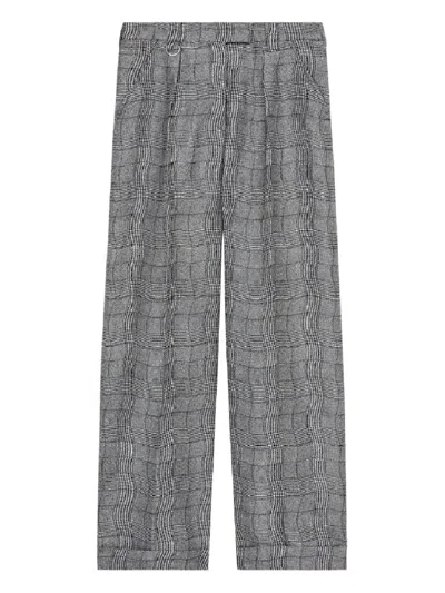 Kenzo Check Tailored Trousers In Gray