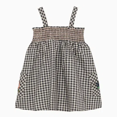 Kenzo Checked Cotton-blend Dress In Beige
