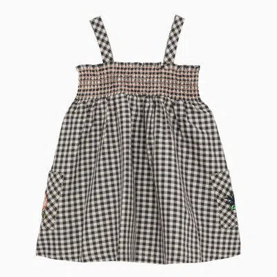 Kenzo Kids' Checked Cotton-blend Dress In Neutrals