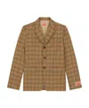 Kenzo Checked Single-breasted Blazer In Green