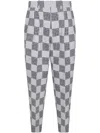 Kenzo Midnight Blue Cotton Blend Patchwork Pants In Grey