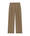 Kenzo Wide Leg High Waist Check Pattern Trousers In Brown