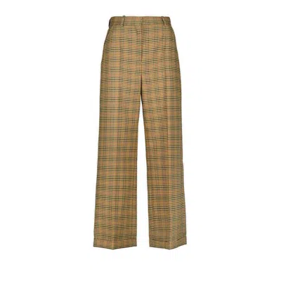 Kenzo Checked Wide-leg Trousers In Brown