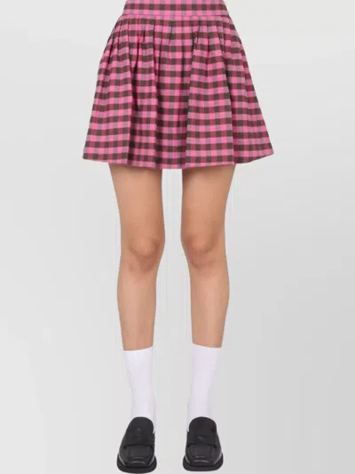 KENZO CHECKERED HIGH-WAISTED PLEATED MINI SKIRT