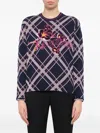 Kenzo Check-pattern Floral-embroidered Sweater In Multi