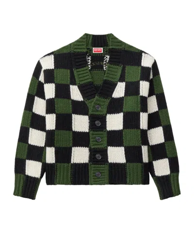 Kenzo ' Checks' Cardigan In Wool In Multi