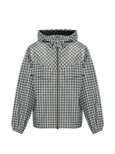 Kenzo Checks Hooded Jacket In Gray