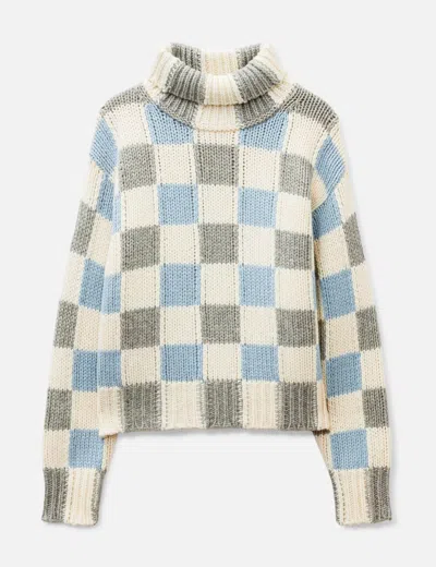 Kenzo Checked Knit Jumper In White