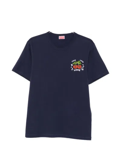 Kenzo Loves Cherry-print Slim T-shirt In Blue