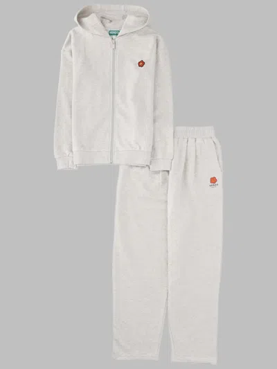 Kenzo Chic Mini Cardigan And Trousers Set For Girls In Neutral