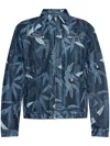 Kenzo Leaf Print Blazer Featuring Multiple Pockets In Blue