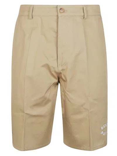 Kenzo Logo Embroidered Chino Shorts In Beige