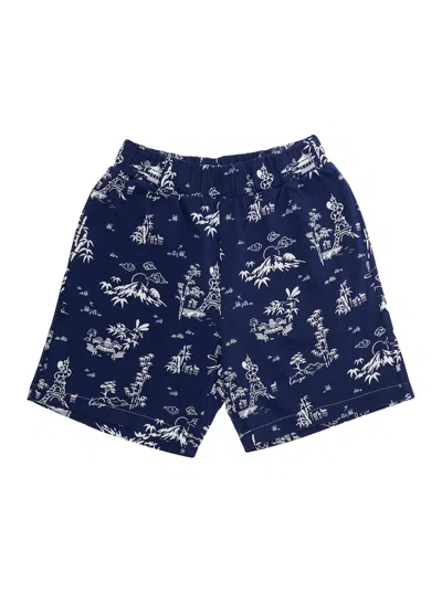 Kenzo Chinoiserie-print Cotton Bermuda Shorts In Blue