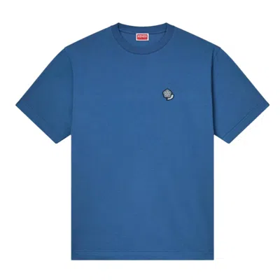 Kenzo Classic Pop Embroidered Cotton T Shirt In Blue